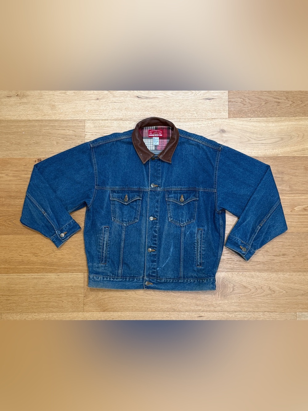Vintage Marlboro Country Store Denim Jacket W/ Plaid Lining Large
